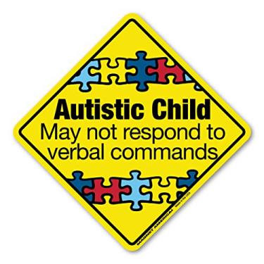 Imagem de O ímã de alerta de emergência para crianças autistas da Magnet America tem 13,5 cm x 13,5 cm feito para veículos e geladeiras