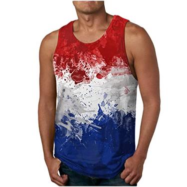Imagem de Cami Tank Track Yoga Jogger Coletes para homens verão outono gola canoa bandeira dos EUA floral camiseta masculina 2024 moda, K-641 Vermelho, 3G