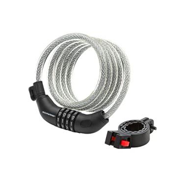 Imagem de Schwinn Trava de cabo de combinação de bicicleta, 1,8 m x 12 mm, preto e prata, aço durável, capa de vinil, suporte de transporte para armazenamento e transporte, proteção antifurto, cabo de bloqueio