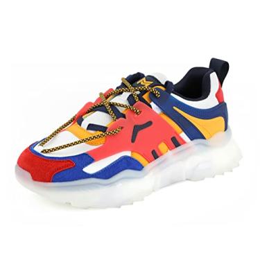 Imagem de Mazino Tênis masculino Arctic Fashion Chunky – Tênis masculino casual atlético, Azul-marinho/vermelho/amarelo, 13