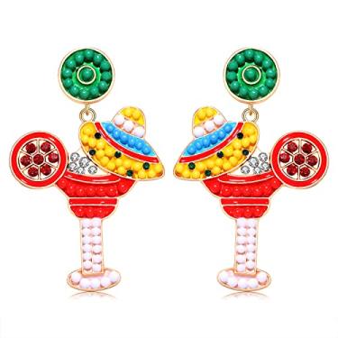 Imagem de Brincos de festa com contas, cinco de maio, sombrero chili, chapéus mexicanos, brincos pendurados para mulheres, meninas, tema mexicano, joias para festa de aniversário, presentes, Zinco, Sem Pedra Preciosa
