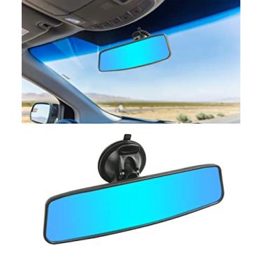 Imagem de ESEWALAS Espelho retrovisor interior de carro antirreflexo HD com ventosa ajustável, espelho interno espesso universal para RV Marine Auto (azul)