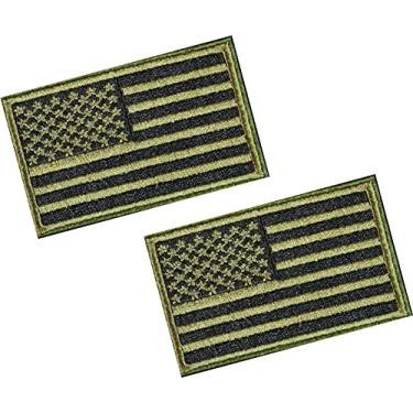 Imagem de 2 peças de remendos táticos premium de ferro nos EUA bandeira americana dos EUA com suporte de ferro para mochilas, chapéus, jaquetas, calças (8-verde militar)