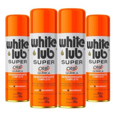 Imagem de White Lub Óleo Protetivo Desengripante 300ml-180gr P/Carros Motos Casa Escritório Indústria Oficina - Kit 4un