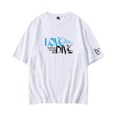 Imagem de Camiseta Love Dive Merch com estampa de algodão grande para fãs camiseta estilo estrela, Branco, M