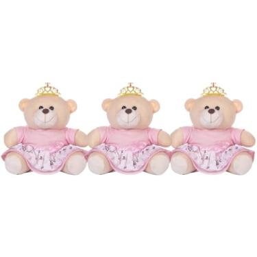 Imagem de Trio De Ursos 18cm Para Nicho Decoração Menina Princesa Floral Rosa Bebê Baby Decoração Quarto Festa Pelúcia Presente