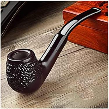 Imagem de Cachimbos de tabaco masculinos portáteis, cachimbo de madeira vintage esculpido à mão com filtro, Aldult curvo masculino, conjunto de cachimbos para fumantes, preto 2,4,5 x 15 cm