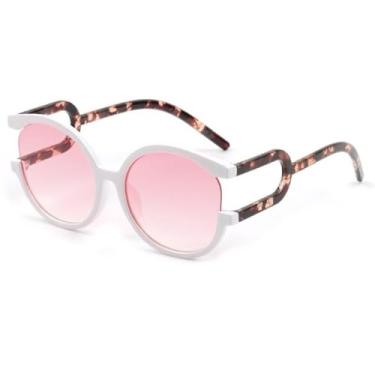 Imagem de Moda redonda óculos de sol feminino pc gradientes lente leopardo quadro luxo tendência óculos uv400, c7, um tamanho