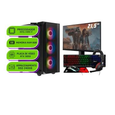Imagem de PC Gamer Completo Alligator Shop Intel i7 3770, GeForce RTX 3050, Memoria 8GB DDR3, SSD 240GB, Monitor 21,5 Polegadas