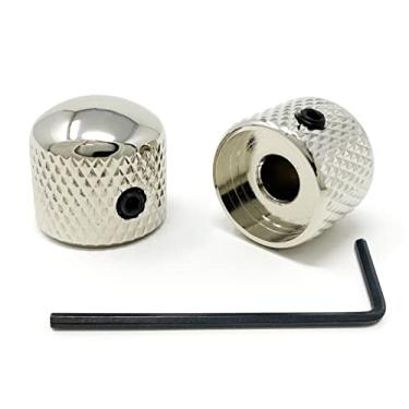 Imagem de Vintage Forge Botões de cúpula arredondada de metal níquel compatíveis com guitarra Fender Telecaster e P-Bass de precisão (conjunto de 2) eixo sólido de 1/4 polegada RK60US-NKL