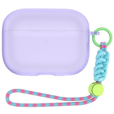 Imagem de 2 pacotes de capa de silicone para airpods pro 2 3 luxo sem fio fone de ouvido capa protetora com acessórios de fone de ouvido,for airpods pro/pro2,Purple