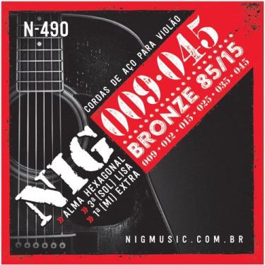 Imagem de Encordoamento Cordas Nig N490 009-045 Bronze Para Violão Aço