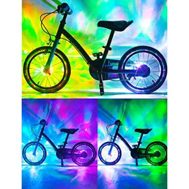 Imagem de Luzes de roda de bicicleta, luzes de roda de bicicleta recarregáveis, luzes de pneu de bicicleta à prova d'água, luzes LED de raio de ciclismo, 16 cores, luz decorativa de aviso de bicicleta, luzes de