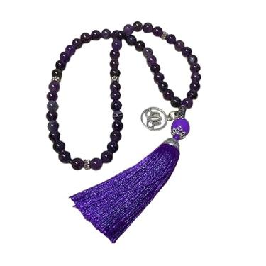 Imagem de Japamala Ametista 54 Contas Pedras Colar Mantras