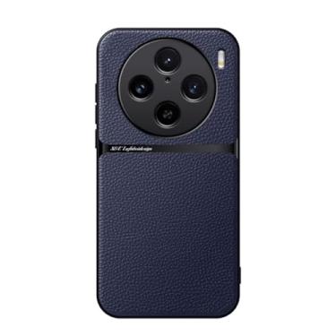Imagem de Kepuch Capa para Vivo X100 Pro - Litchi Grano Case Placa de Metal Embutida - Azul
