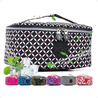 Imagem de Bolsa Termica Marmita Feminina Masculina Fitness Pequena Marmiteira Lancheira Termica Infantil Adulto 2,7 Litros Lanches Garrafinha Camping Praia Viagem Academia Freezer Passeio Escola, Preto e Branco