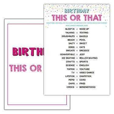 Imagem de Birthday This Or That - Cartões de jogo de aniversário - Jogo de festa de aniversário para adolescentes crianças - 30 cartas - conjunto de cartas de jogo de aniversário - (birth07)