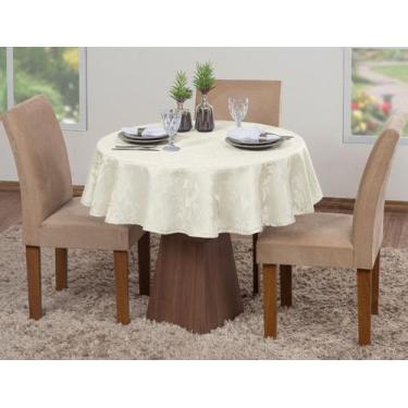 Imagem de Toalha De Mesa Luxo Redonda Sala Jantar Jacquard 4 Lugares - Actual De