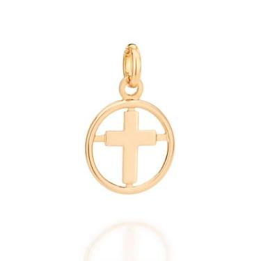 Imagem de Pingente banhado ouro 3x 24k 18k e 22k  unissex infantil cruz redondo 