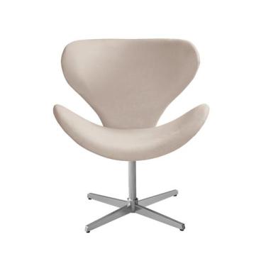 Imagem de Poltrona Decorativa Isis Swan Cadeira Giratória Pé Metal Escritório, H