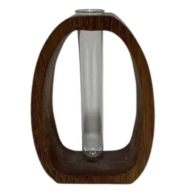 Imagem de Vaso de tubo de ensaio para plantas hidrofílicas, estações de propagação de plantas com suporte de madeira, para plantas hidropônicas, decoração de jardim doméstico