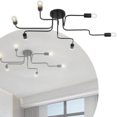 Imagem de Luminária de Teto Metal Plafon Cronos 6 Lâmpadas E27 Estilo Industrial