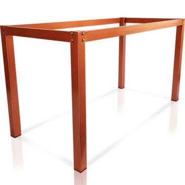 Imagem de Base De Mesa Retangular Olten Cobre P/ Tampos de 1,50x0,80 Vidro Pedra