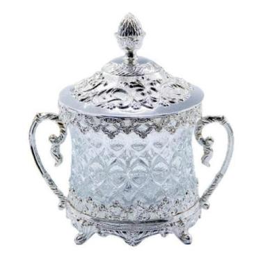 Imagem de Açucareiro Indiano Acabamento Fino Em Metal Vidro 20X14 - Smart