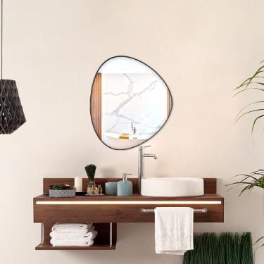 Imagem de Espelho Decorativo Orgânico com Moldura em Couro Diversas cores - Lope
