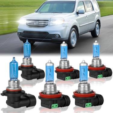Imagem de XRDHJI Adequado para Honda Pilot 2006-2011 2012 2013 2014 2015 2016 Lâmpadas de farol de halogêneo de alto desempenho, farol alto 9005 + farol baixo H11 + kit de substituição de luz de neblina H11,