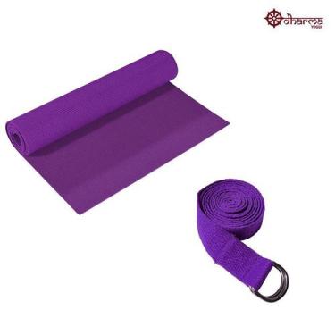 Imagem de Tapete Pilates Premium Roxo com Cinto de Alongamento - Dharma Yogui