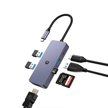 Imagem de Adaptador USB C 7 em 1, hub USB C, com tela dupla 4K HDMI, 100W Type C PD, USB 3.0 5Gbps, SD/TF, USB C para HDMI multiportas Dongle para laptop, XPS, Surface