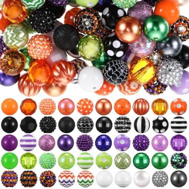 Imagem de Huquary 100 contas de 20 mm para canetas, contas de strass, contas de chiclete, resina de cristal misto, contas grossas, contas de açúcar para canetas, chaveiros com contas, caneta artesanal,