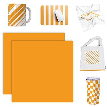 Imagem de WOWOCUT Folhas de tinta de transferência infusíveis, papel de transferência de calor laranja cor sólida pacote com 2 pacotes, folha de sublimação de 30,5 x 30,5 cm para camiseta DIY Cricut Machine, para canecas, lona, sacola