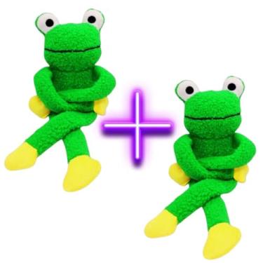Imagem de KIT 2 SAPOS GRANDES DE PELÚCIA Brinquedo Mordedor Sapo Interativo com Apito Som para Cachorro Pet