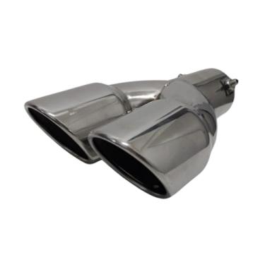 Imagem de Ponteira de Escape Duplo de Aço Inoxidável, Diâmetro de Entrada 63 mm, Saída 76 mm (Cromada)