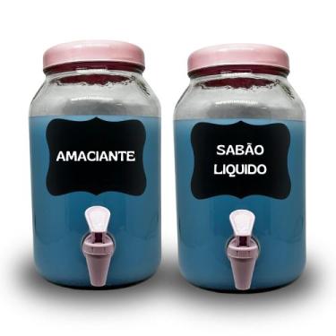 Imagem de 2 Dispenser De Vidro Com torneira capacidade 3L Sabão Liquido, Amacian