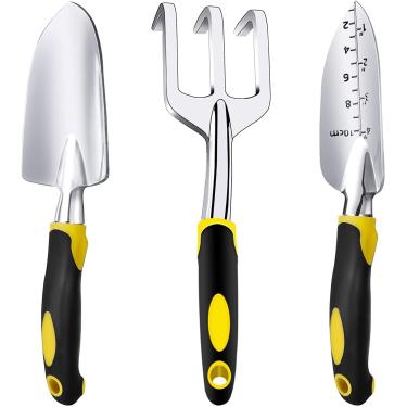 Imagem de Edward Tools Conjunto de 3 Peças de Ferramentas Manuais de Jardinagem - Espátula de Jardim Resistente, Transplantador, Ancinho Manual - Alça Ergonômica - Design À Prova de Curvatura e À Prova de Ferru