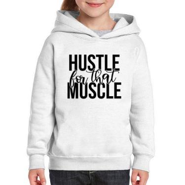 Imagem de Moletom Infantil Hustle For That Muscle - Foca na Moda, Branco, 4