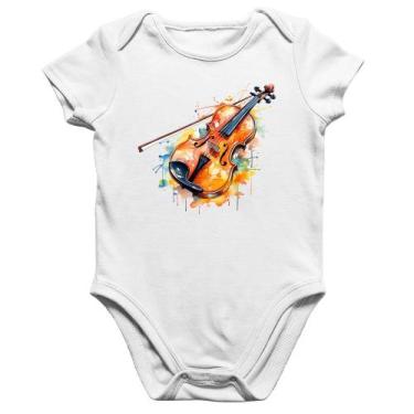 Imagem de Body Bebê Algodão Violino Watercolor - Foca na Moda, Branco, M