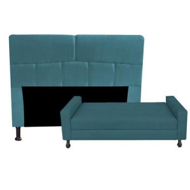 Imagem de Kit Félix com Cabeceira Dona 1,60 cm Queen Size  Baú Quarto Sala Suede