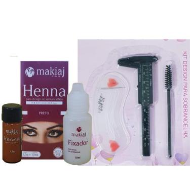 Imagem de Kit henna sobrancelha profissional com fixador Makiaj, Efeito Natural 