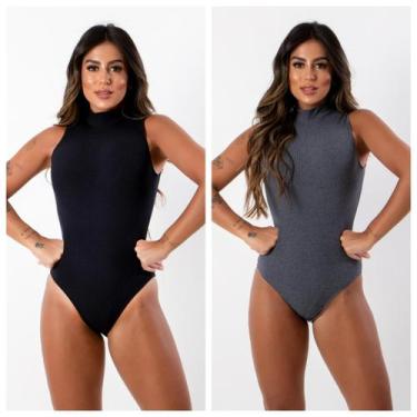 Imagem de KIT 2 Body Canelado Gola Alta Regata Inverno Verão - sem marca, Preto,