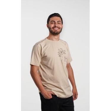 Imagem de Camiseta Masculina Com Bolso E Estampa Floral - JONG, Branco, m