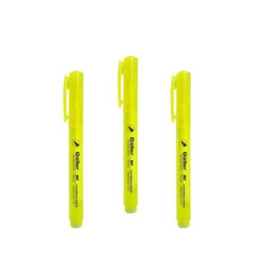 Imagem de Kit 3 Marca Texto Goller Amarelo Fluorescente