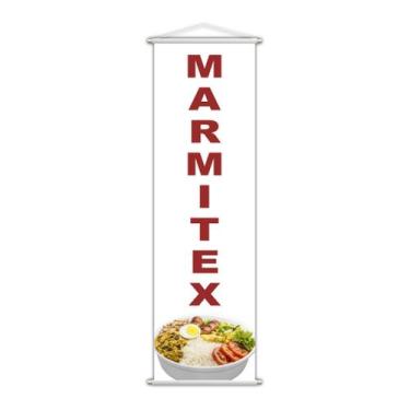 Imagem de Banner Marmitex Restaurante Comida Serviço Branco 100x30cm - PlimShop