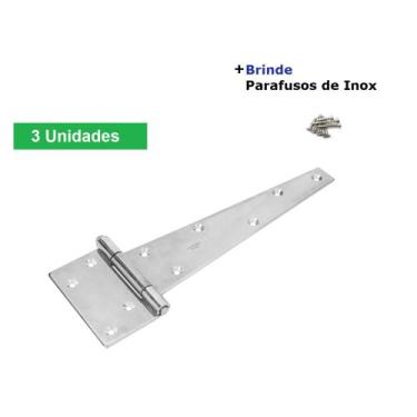 Imagem de 3 X Dobradiça triangulo Inox Leme 100x250mm Mahler Porteira Portão - M