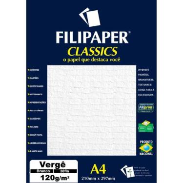 Imagem de Papel A4 Vergê Branco 120G - Caixa com 30 Unidades - Filiperson