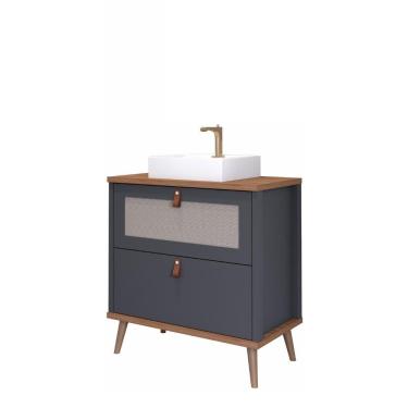 Imagem de Gabinete Para Banheiro Vêneto Titanium/Freijó MGM Móveis 60cm