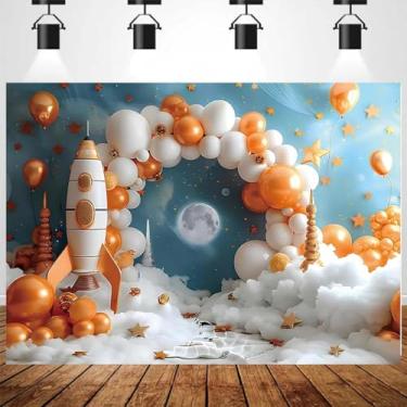 Imagem de Espaço sideral universo astronauta decoração de festa de aniversário menino menina fundo de chá de bebê céu estrelado feliz aniversário festa de aniversário infantil fundo de show de bebê